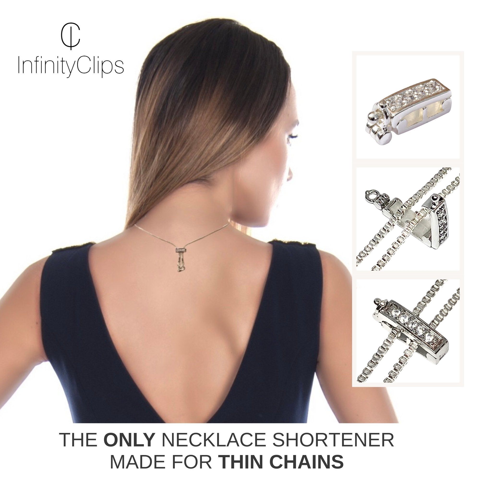Small Classic Necklace Shortener | InfinityClips Silver