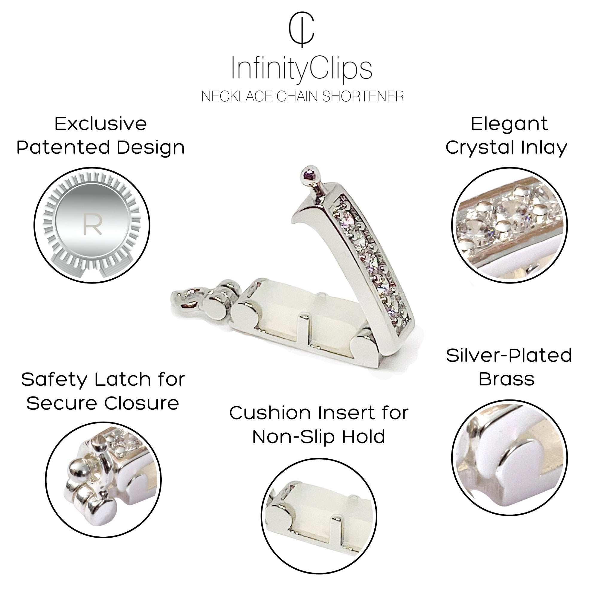 Small Classic Necklace Shortener | InfinityClips Silver