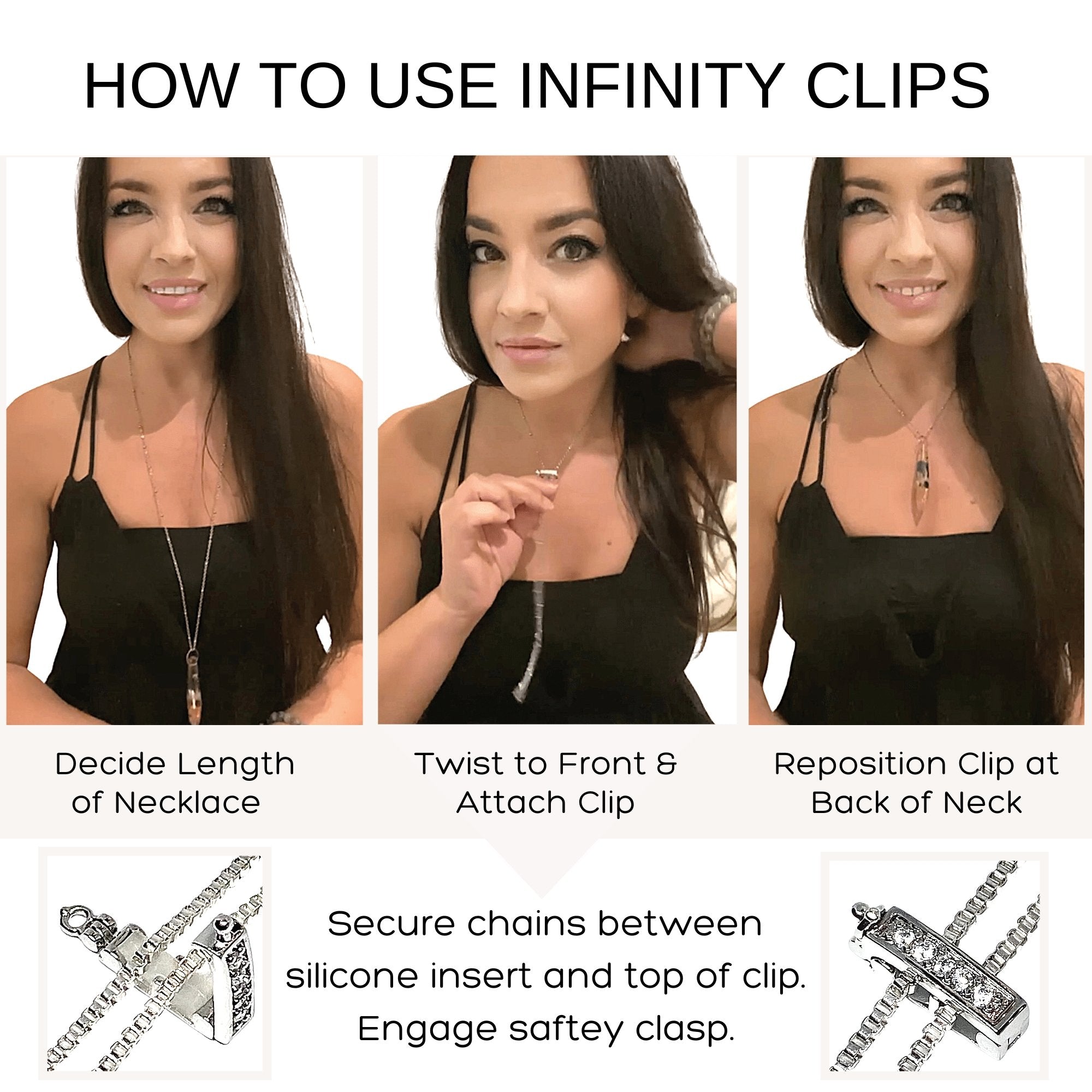 Infinity Clips Necklace Shortener, Chain Shortener, Clasp for